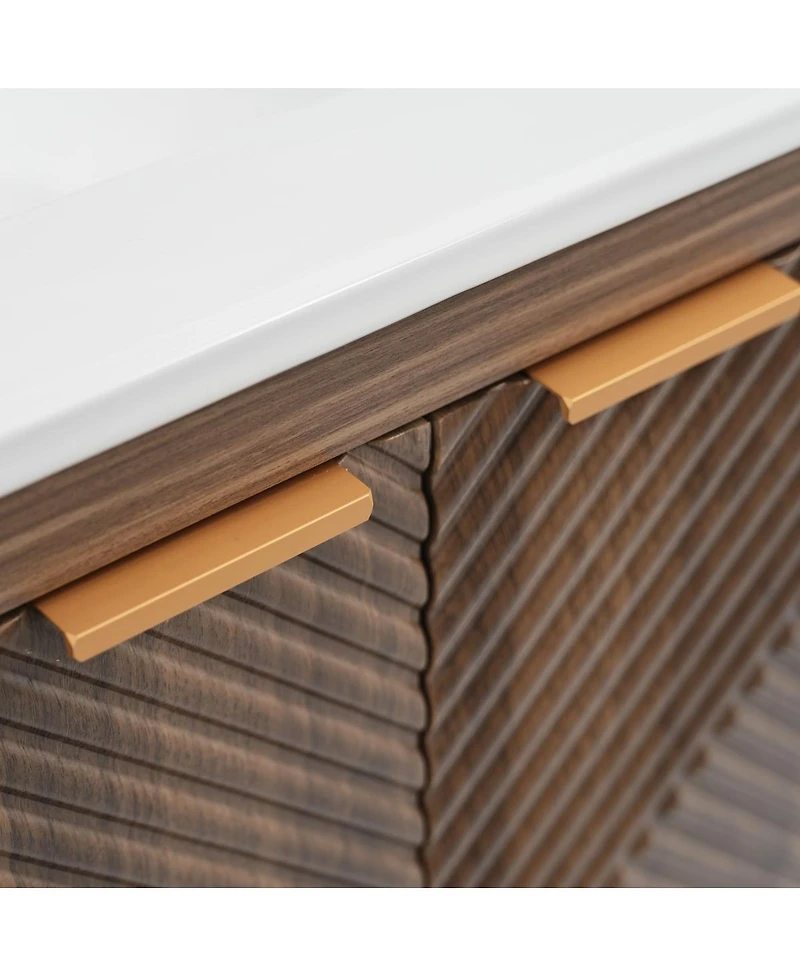 Sillysis 24" Bathroom Vanity with Ceramic Sink, Modern Solid Wood Cabinet & Textured Door for Small Spaces