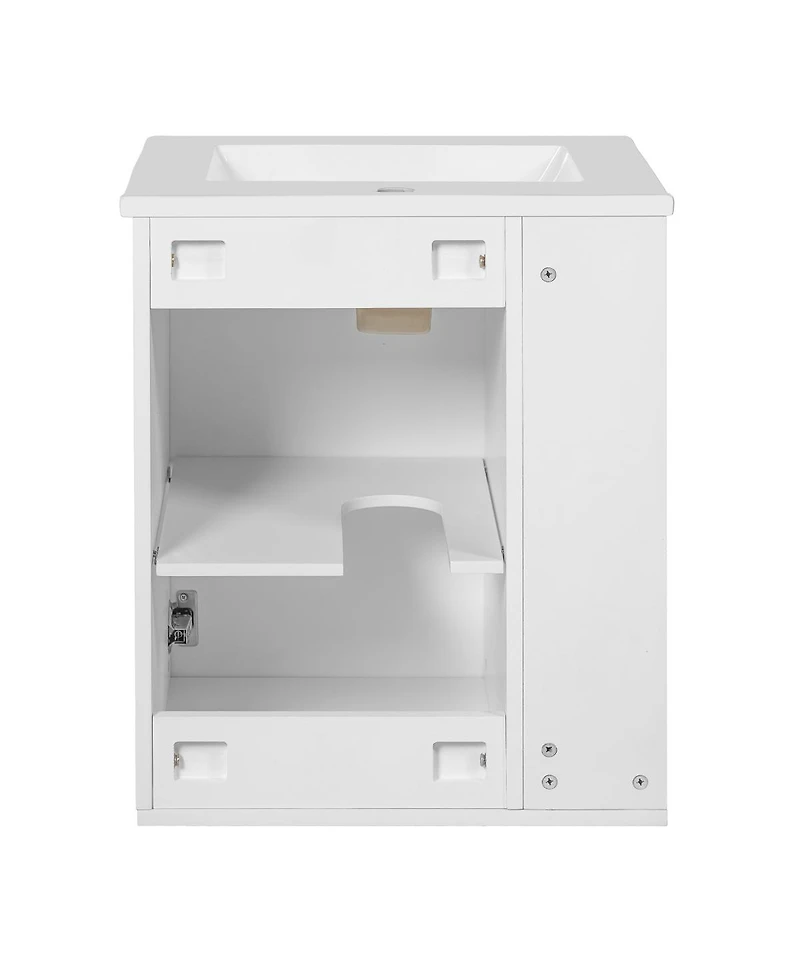 Sillysis 20" Wall Mounted Bathroom Vanity with Sink, Modern Floating Open Shelves for Small Spaces