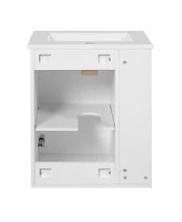 Sillysis 20" Wall Mounted Bathroom Vanity with Sink, Modern Floating Open Shelves for Small Spaces