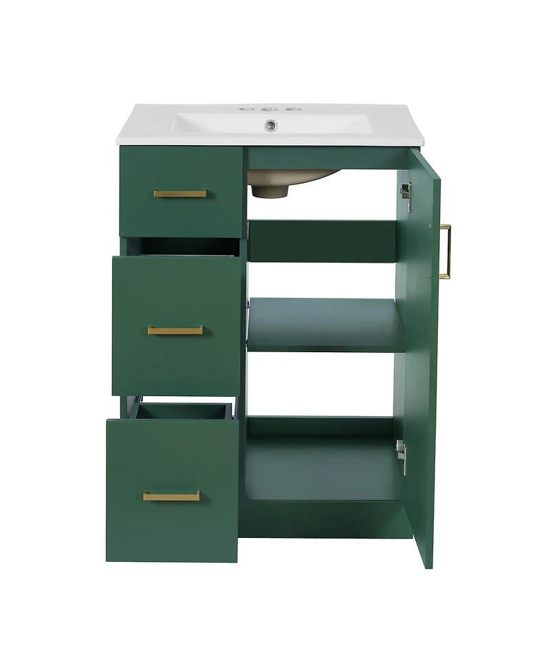 Sillysis 24" Modern Bathroom Vanity with Sink, Small Freestanding 2 Drawers and Soft Close Door