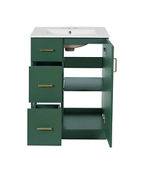 Sillysis 24" Modern Bathroom Vanity with Sink, Small Freestanding 2 Drawers and Soft Close Door