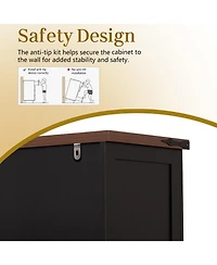 Streamdale Furniture 63" Farmhouse Barn Door Storage Cabinet with 2 Drawers & Door Rack