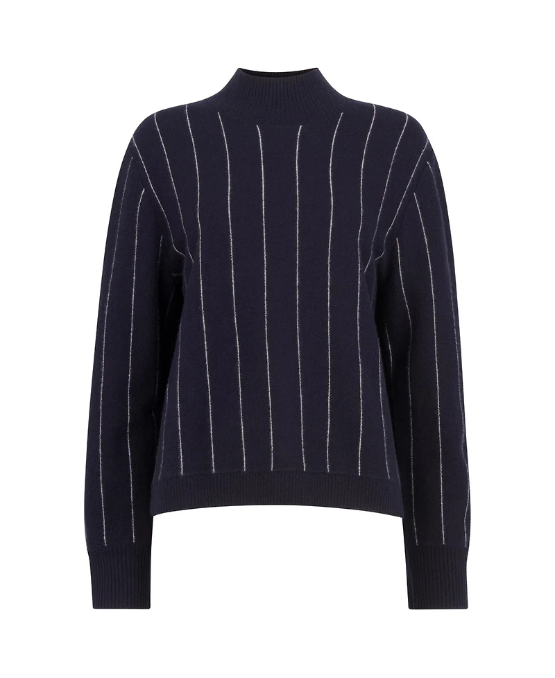 Whistles Women's Stripe Wool Funnel Neck Knit Sweater