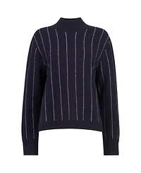 Whistles Women's Stripe Wool Funnel Neck Knit Sweater