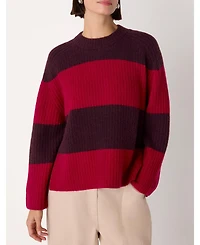 Whistles Women's Wool Mix Wide Stripe Knit Sweater