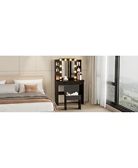 Streamdale Furniture Makeup Vanity Desk with Hollywood Bulbs, Charging Station & Stool