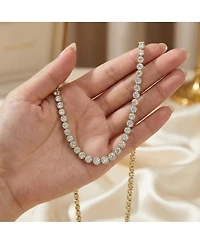 Sterling Silver Cubic Zirconia Graduated-Size Tennis Chain Anniversary Necklace