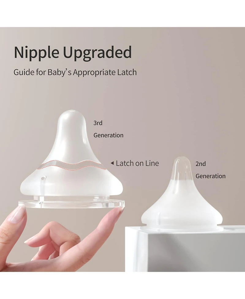 Pigeon Baby Silicone Nipple (Stage2) with Latch-On Line, Natural Feel, 1+ Months, 3 Counts