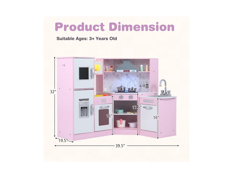 Slickblue Kids Corner Pretend Kitchen Playset with Separated Washing Basin