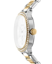 Dkny Women's Silver Dial Crystal Bezel Two-Tone Gold Stainless Steel Bracelet Multifunctional Watch