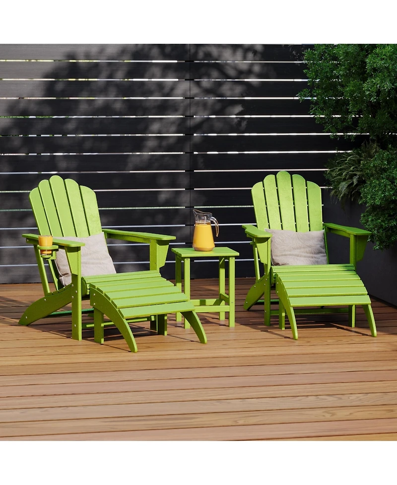 WestinTrends 5-Piece Adirondack Chair with Folding Ottoman and Table Set