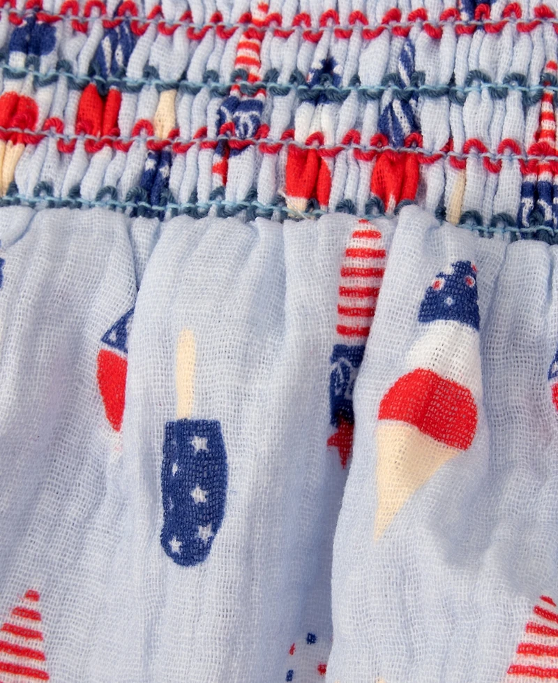 Baby Essentials Girls' Ice Cream Print Romper, Headband and Sunglasses, 3-Piece Set