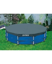 Intex 10 Foot Round Easy Set Outdoor Backyard Swimming Pool Cover, Blue