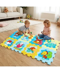 Slickblue 8-Piece Educational Interlocking Baby Play Mat with Animals and Numbers