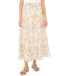 Vince Camuto Womens Tiered Smocked Waist Maxi Skirt
