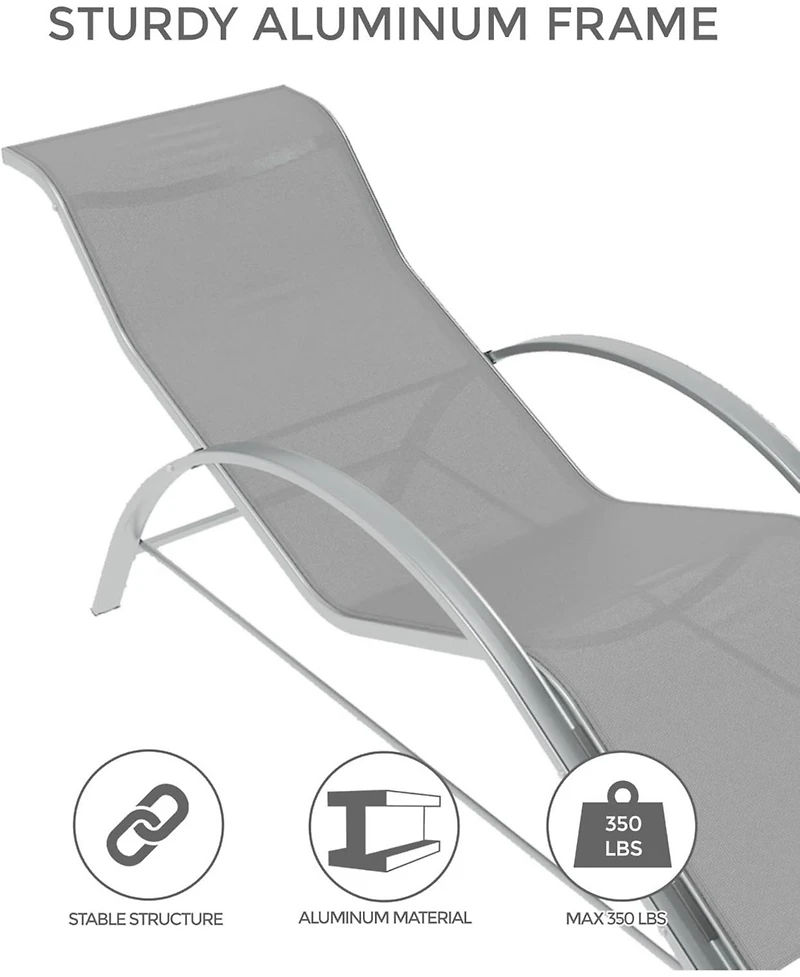 Gaomon Outdoor Chaise Lounge Chairs Set of 3, Heavy-Duty Sunbathing Loungers for Poolside, Backyard