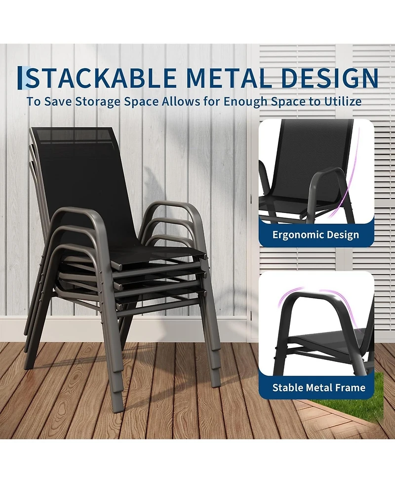 Gaomon Patio Chairs Set of 4, Outdoor Stackable Dining Chairs with Textilene Fabric