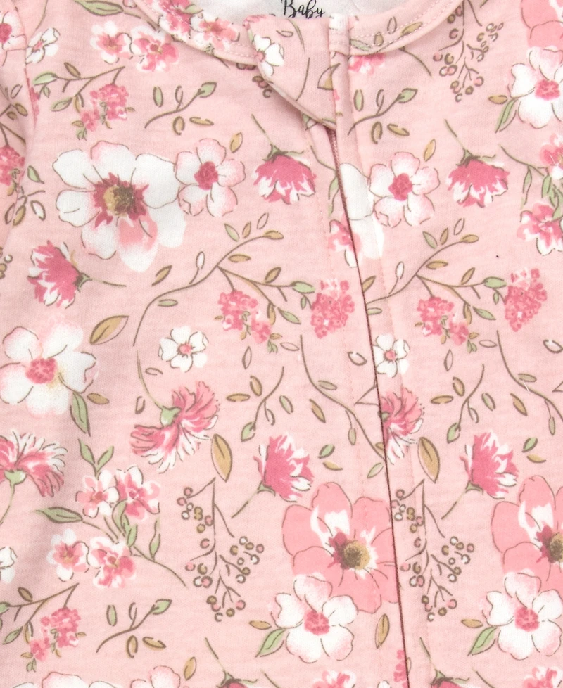 Baby Essentials Girls' Floral Robe and Footed Sleeper, 2-Piece Set
