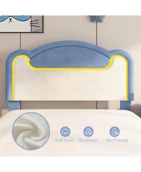 Gaomon Senfot Twin Bed Frame with Led Lights, Upholstered Fabric Headboard, Sturdy Wood Slat Support, No Box Spring Needed