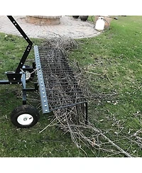 Yard Tuff 72" Pine Straw Atv Tow Behind Steel Landscape Rake w/Wheels & Handle