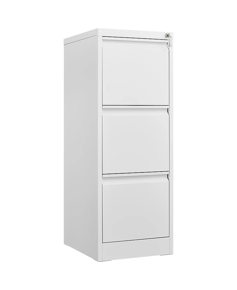 Rainsken 3 Drawer File Cabinet, Vertical Metal File Cabinet with Lock, Steel Storage Organizer for Letter/A4/Legal Size File