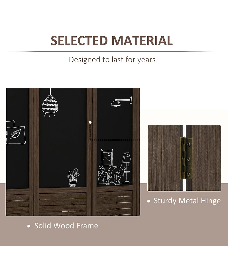 Homcom 5.5' 4 Panel Room Divider, Indoor Privacy Screens for Home, Brown