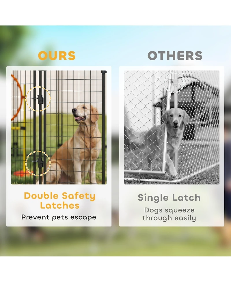 PawHut 6' x 4' x 6' Large Dog Kennel Outdoor Steel Fence with Uv-Resistant Oxford Cloth Roof & Secure Lock