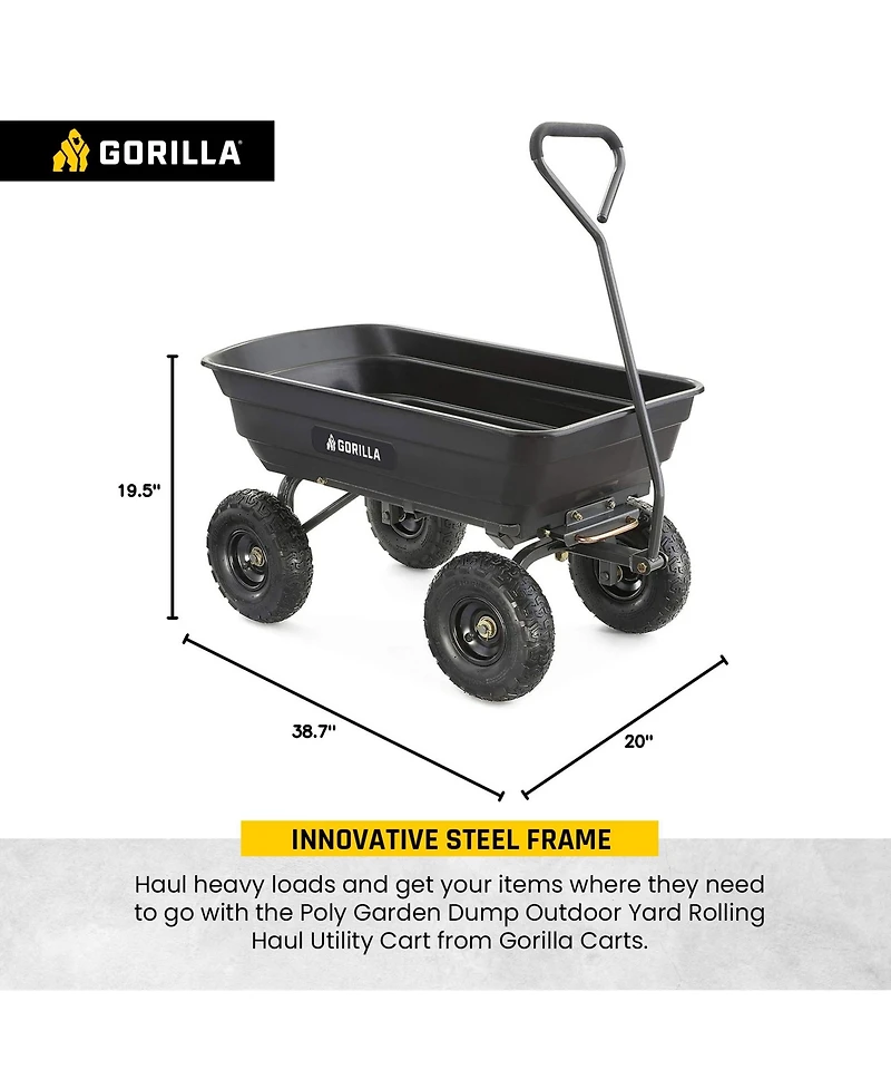 Gorilla Carts Poly Garden Dump Cart Camping Beach Wagon