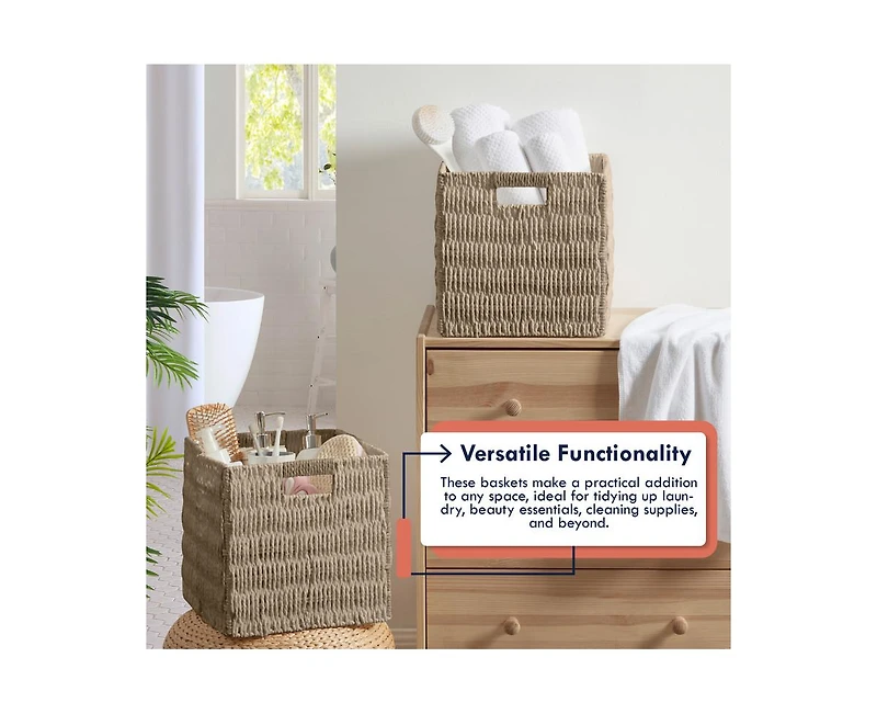 Ornavo Home 6 Pack Paper Wicker Storage Cube Bin Shelf Basket