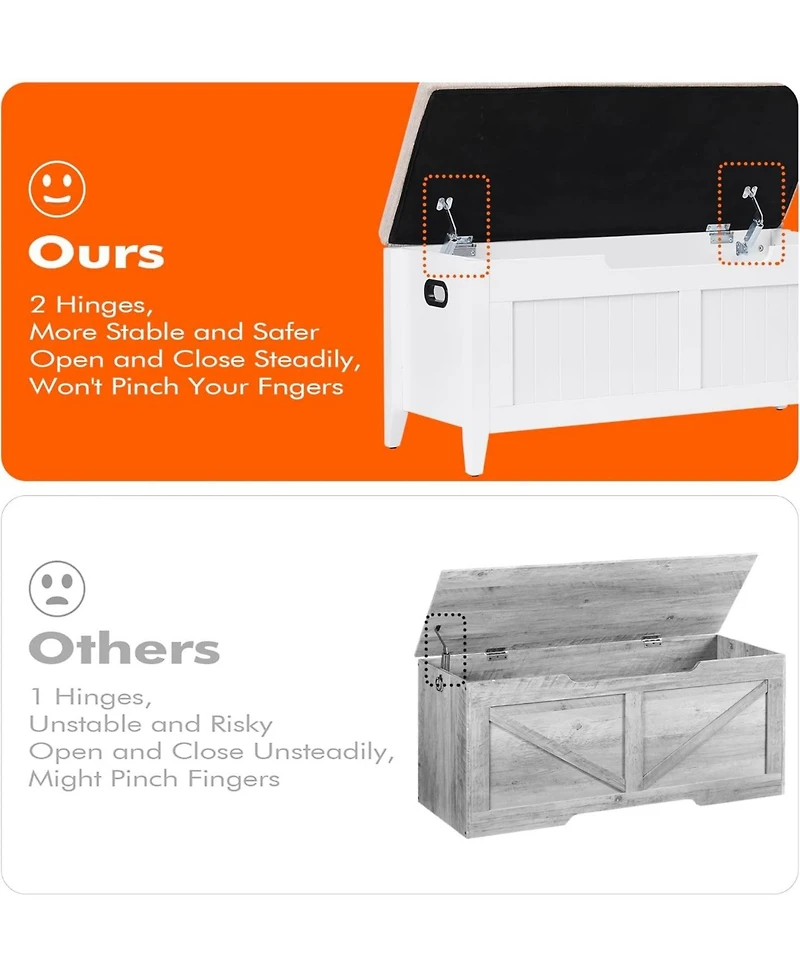 gaomon 39.4" Wooden Flip-Top Storage Bench