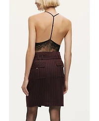 Nocturne Women's Pinstripe Belted Pencil Skirt