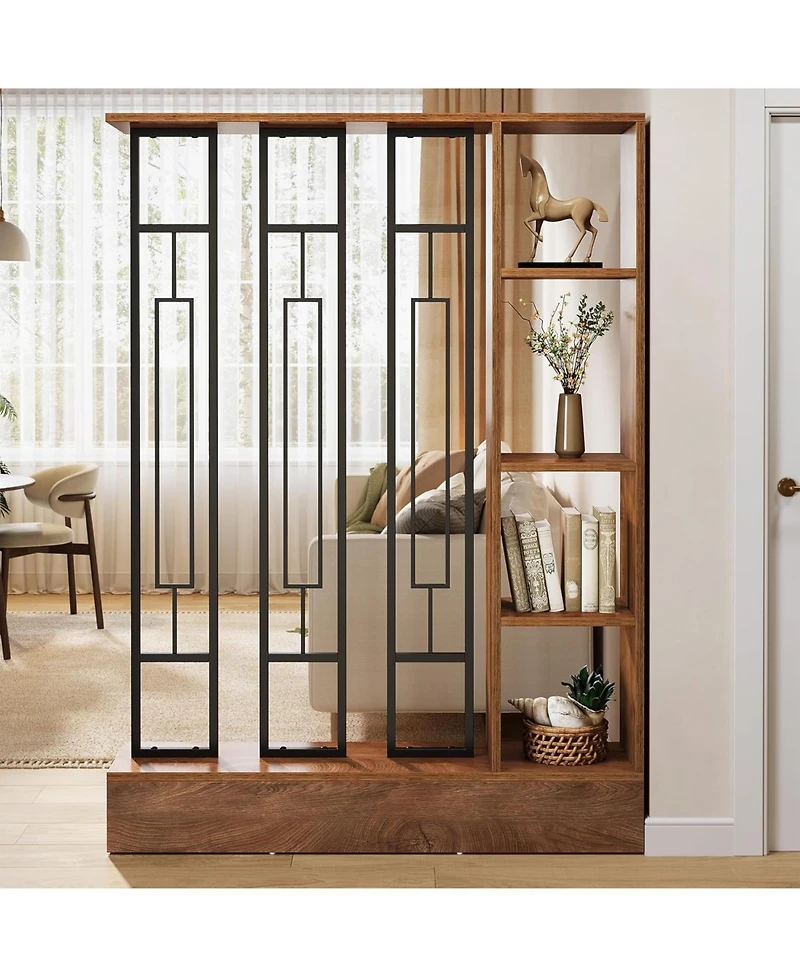 Tribesigns Wall Room Divider with Display Shelves, 70.9" Modern Freestanding Room Divider Screen with Sturdy Base, Wall Partition