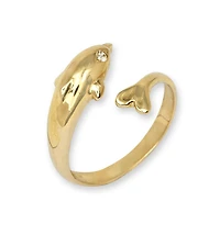 Curata Jewelry Solid 10K Gold Adjustable Nautical Dolphin toe ring toe ring