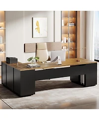 Tribesigns 85.8-Inch L-Shaped Executive Desk, Extra Large Modern Office Desk with File Drawers