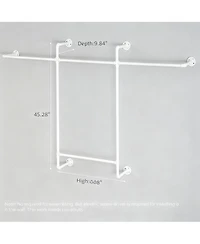 Yigii Industrial Metal Pipe Wall Garment Rack with 4 Bars