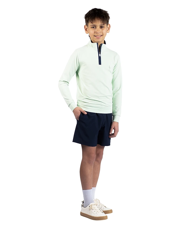 TailorByrd Boys Micro Grid Textured Performance Quarter Zip