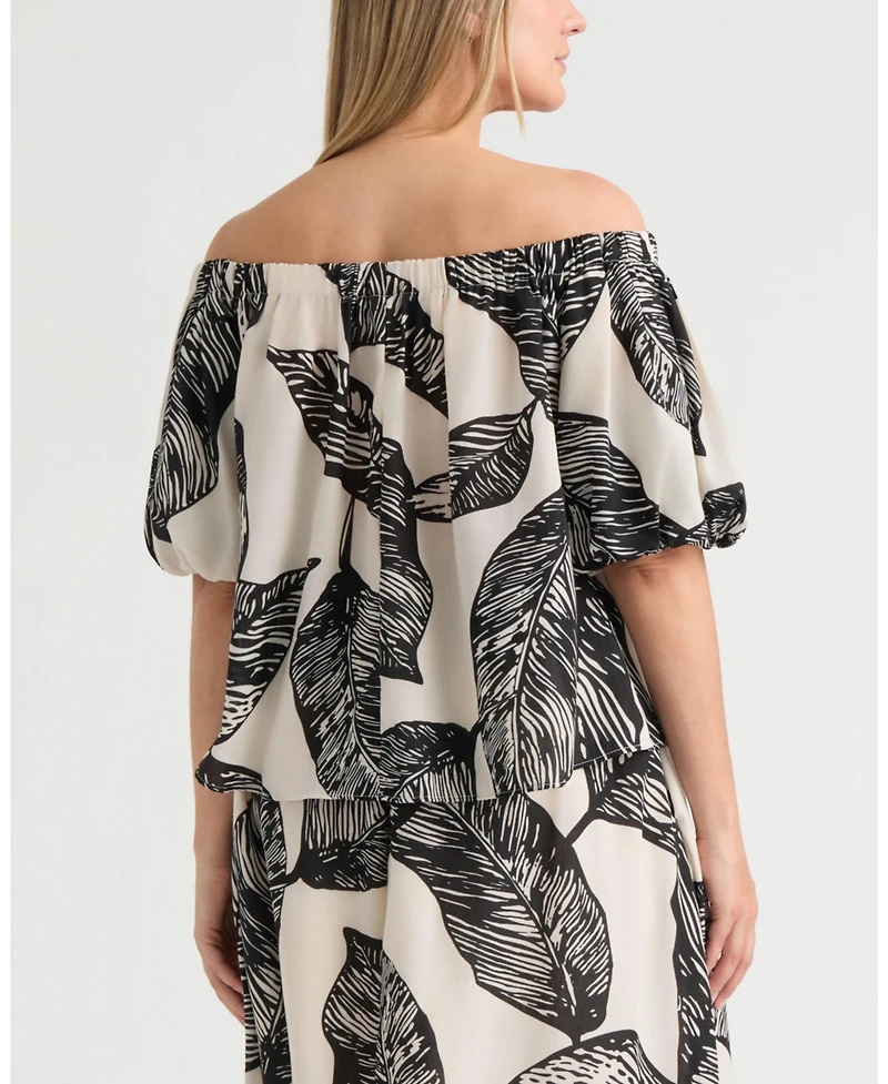 Ellen Tracy Women's Off the Shoulder Top with Puff Sleeves