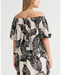 Ellen Tracy Women's Off the Shoulder Top with Puff Sleeves