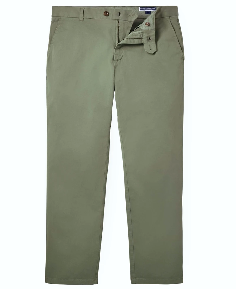 Charles Tyrwhitt Men's Tan Slim-Fit Washed Chinos Pants