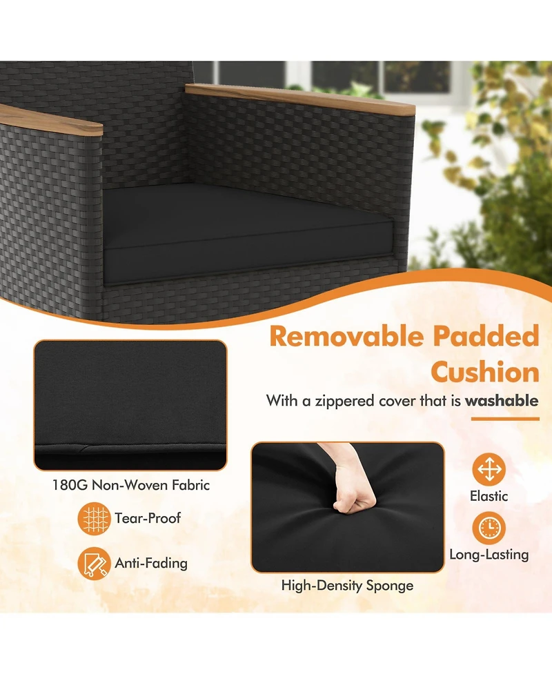 Gymax Set Of 5 Patio Dining Table Set for 4 Rattan Conversation Set w/ Umbrella Hole