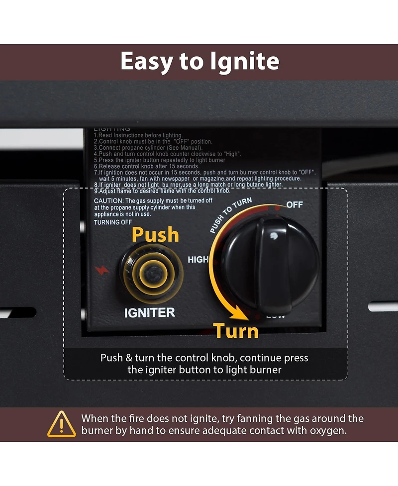 Gymax Set of 5 Patio Furniture Heavy-duty Frame Rattan Sofa w/ 60000 Btu Firepit Table