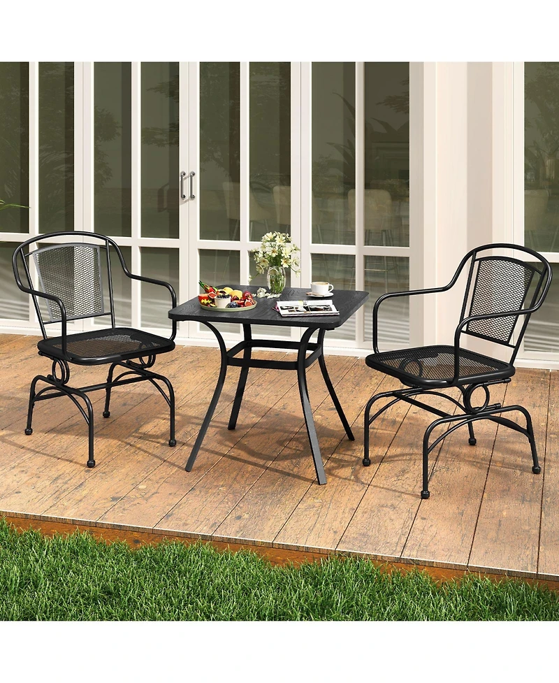 Gymax Patio Rocking Chairs Set of 4 w/ Metal Mesh Backrest & Seat Armrests