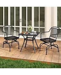 Gymax Patio Rocking Chairs Set of 4 w/ Metal Mesh Backrest & Seat Armrests
