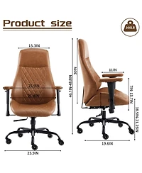 Boyel Living High Back Ergonomic Leather Office Chair with Lumbar Support, Adjustable Armrests, Silent Casters – Home Executive Desk