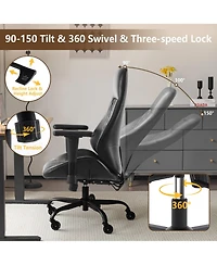 Boyel Living High Back Ergonomic Leather Office Chair with Lumbar Support, Adjustable Armrests, Silent Casters – Home Executive Desk