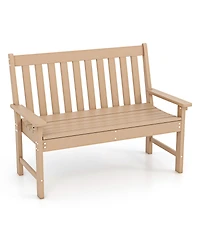 Sugift 52 Inch All-Weather Hdpe Outdoor Bench with Backrest and Armrests