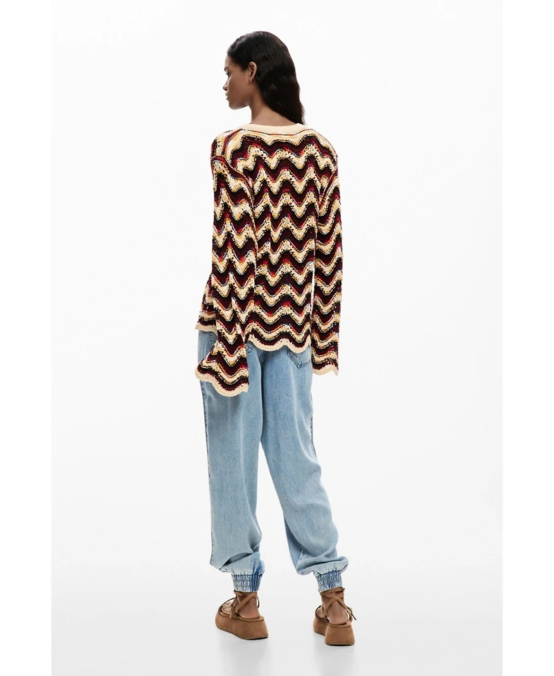 Desigual Women's Zigzag crochet sweater