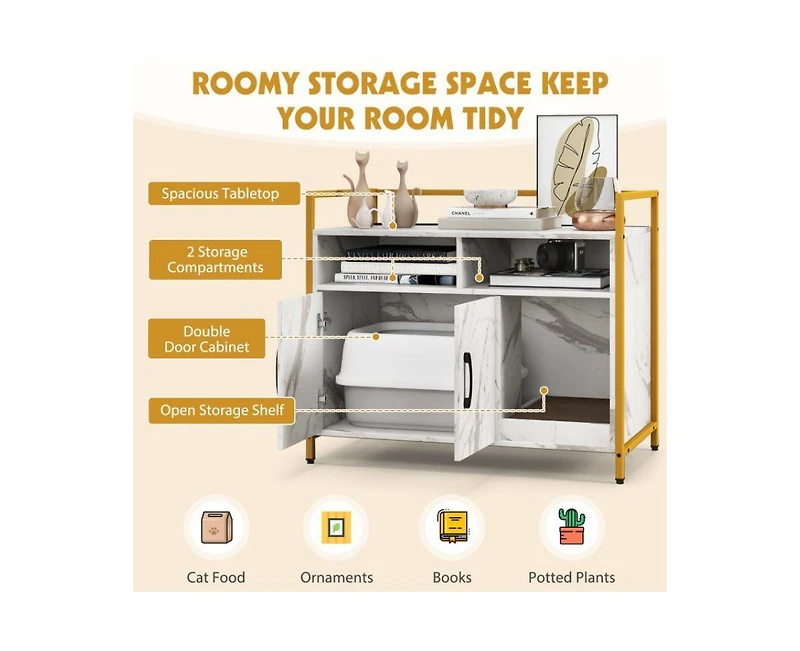 Aostirmotor Hidden Cat Washroom with Double Doors & Scratch Cardboard