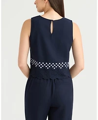 Ellen Tracy Women's Sleeveless Top with Eyelet Detailing