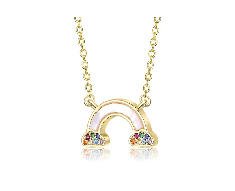 GiGiGirl Radiant 14K Gold Plated Mother Of Pearl & Rainbow Cz Necklace